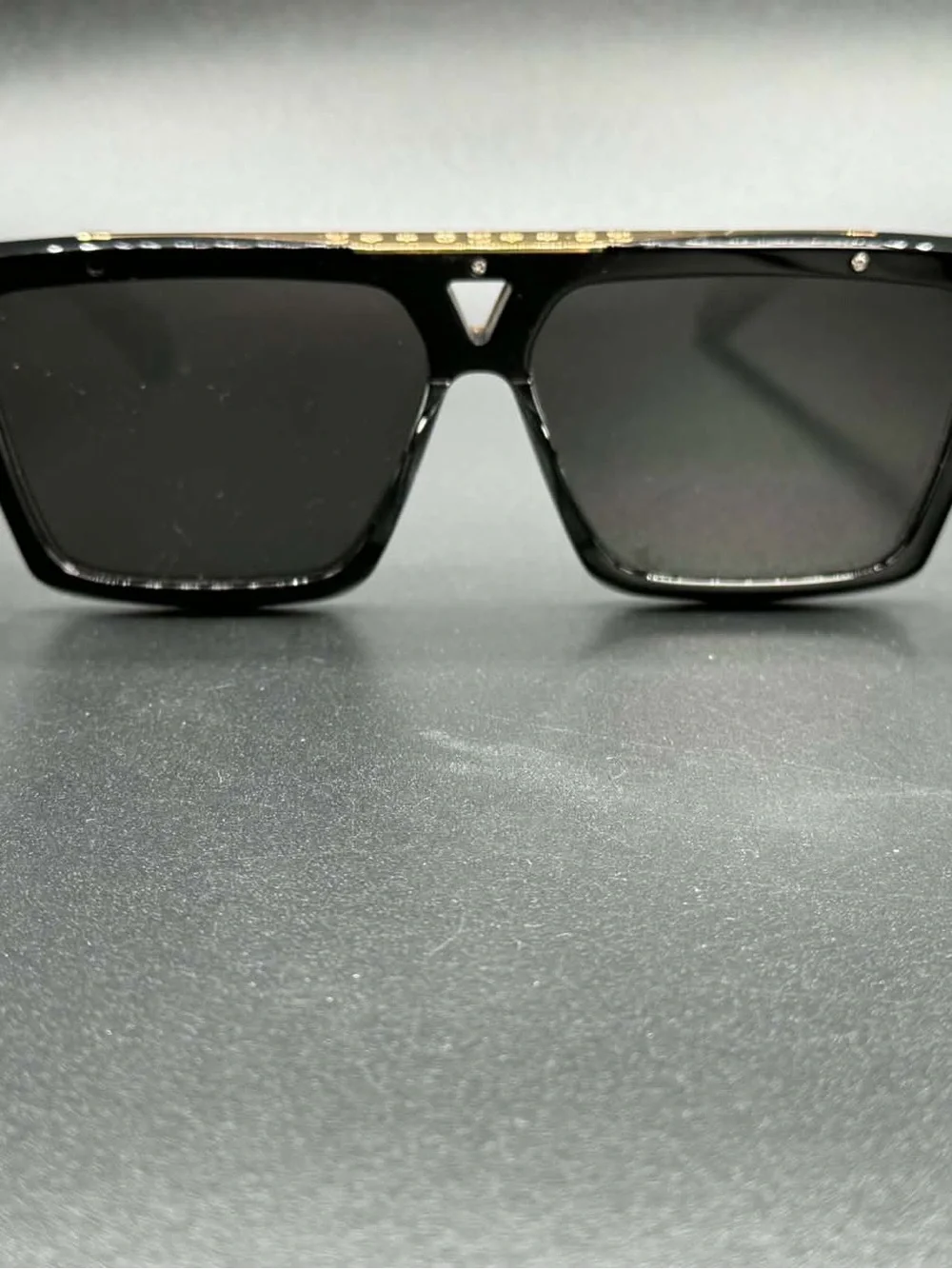 Louis Vuitton Black and Gold Rectangular Evidence Sunglasses